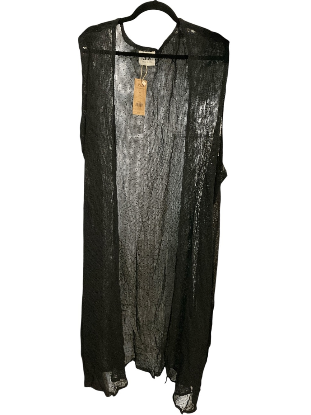 NWT Rhea Black Lightweight Net Kimono Duster One Size Boho Layering A33 - Picture 4 of 7